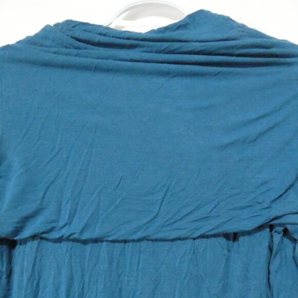 COVET | small | Elegant Blue Cowl Neck Long Sleeve Sweater Dress - Picture 10 of 14